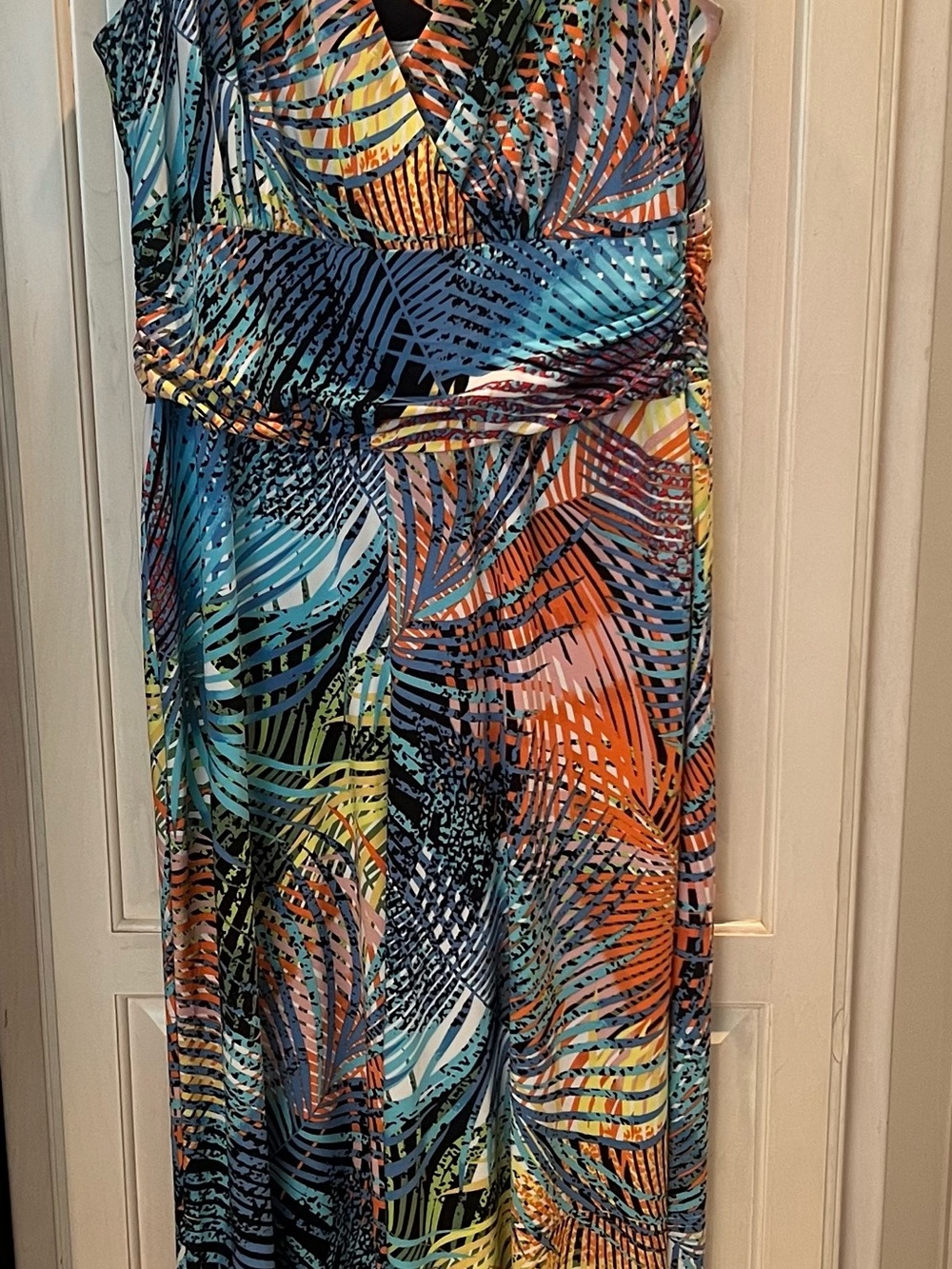 Pappagallo Multicolor Tropical Leaf Print Maxi Dress - Picture 4 of 7